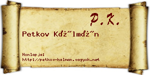 Petkov Kálmán névjegykártya